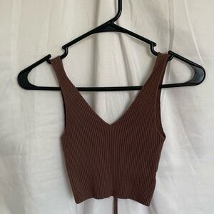 Brown open back crop top
